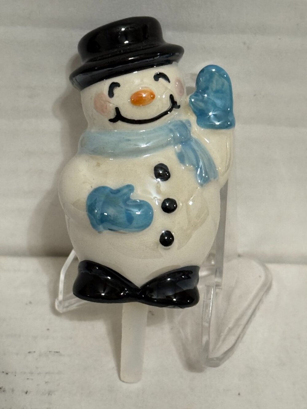 Nora Fleming Frosty Pal Mini Snowman Blue Ceramic Platter Charm Winter A172